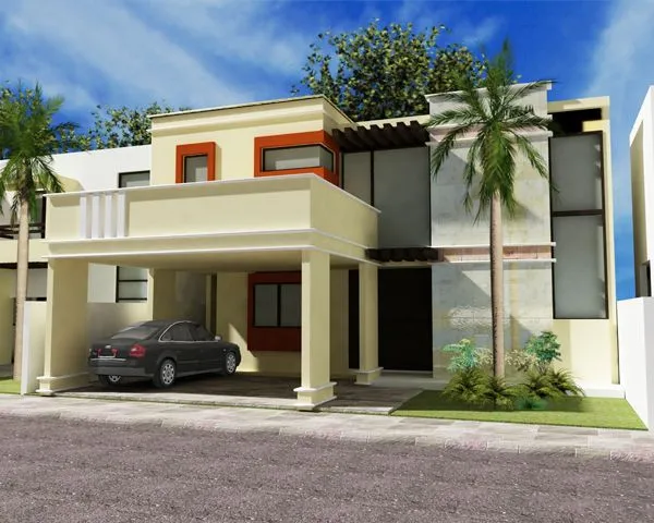 Fachadas de Casas Modernas: Fachada de casa moderna estilo colonial Fachadas de Casas Modernas: Fachada de casa moderna estilo colonial