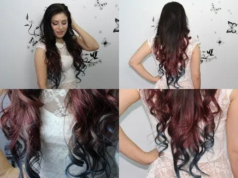 facil Cabello Degradado con dos colores Fuchia y Skyblue(cabello ...