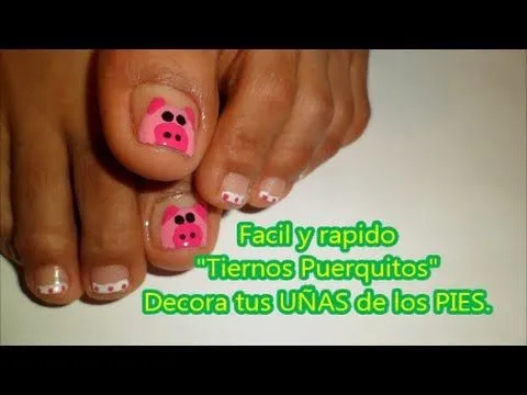 Facil y rapido "Tiernos Puerquitos"Decora tus UÑAS de los PIES/Art ...