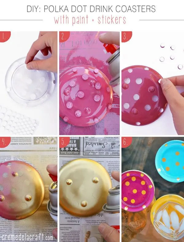 Fáciles posavasos a lunares - Guía de MANUALIDADES Fáciles posavasos a lunares - Guía de MANUALIDADES