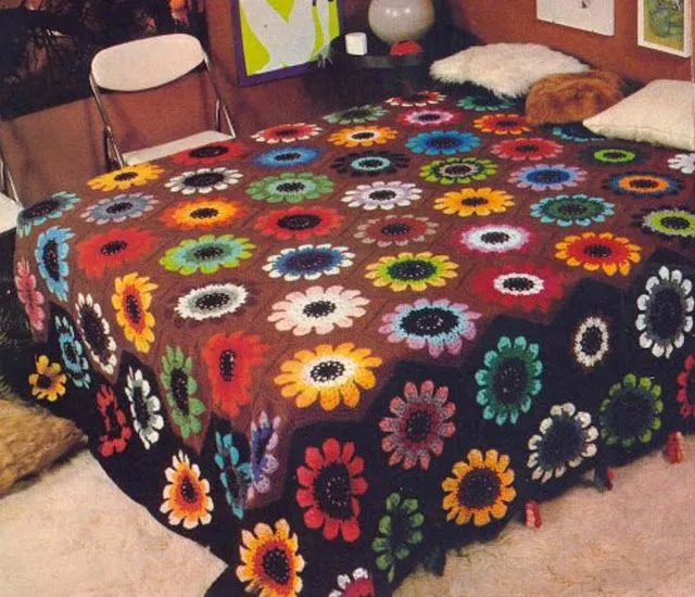 Falando de Crochet - Gráficos: COLCHA DE CROCHE HEXAGONO FLOR