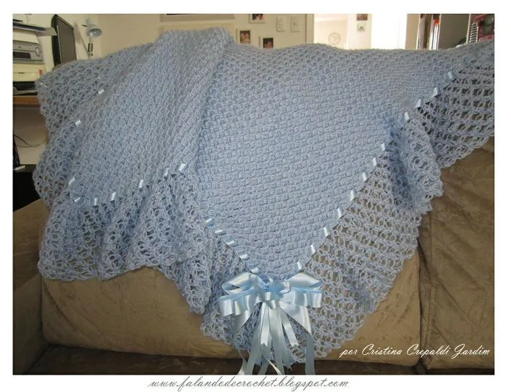 MANTA DE CROCHE PARA BEBE TODA NO PONTO TURCO E BARRA NO PONTO ... MANTA DE CROCHE PARA BEBE TODA NO PONTO TURCO E BARRA NO PONTO ...