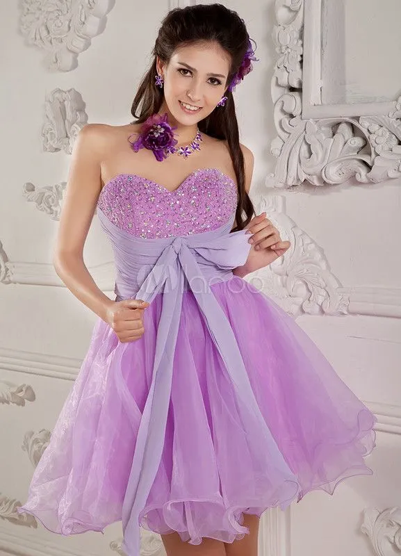 Falda de baile de color lila de organza con escote de corazón de ...