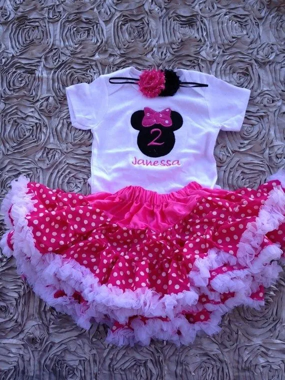 Falda caliente rosa minnie mouse cumpleaños traje por CEBowtique