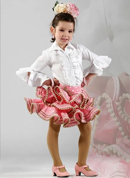 Faldas flamencas Zingara para niña de color rosa con lunares ... Faldas flamencas Zingara para niña de color rosa con lunares ...