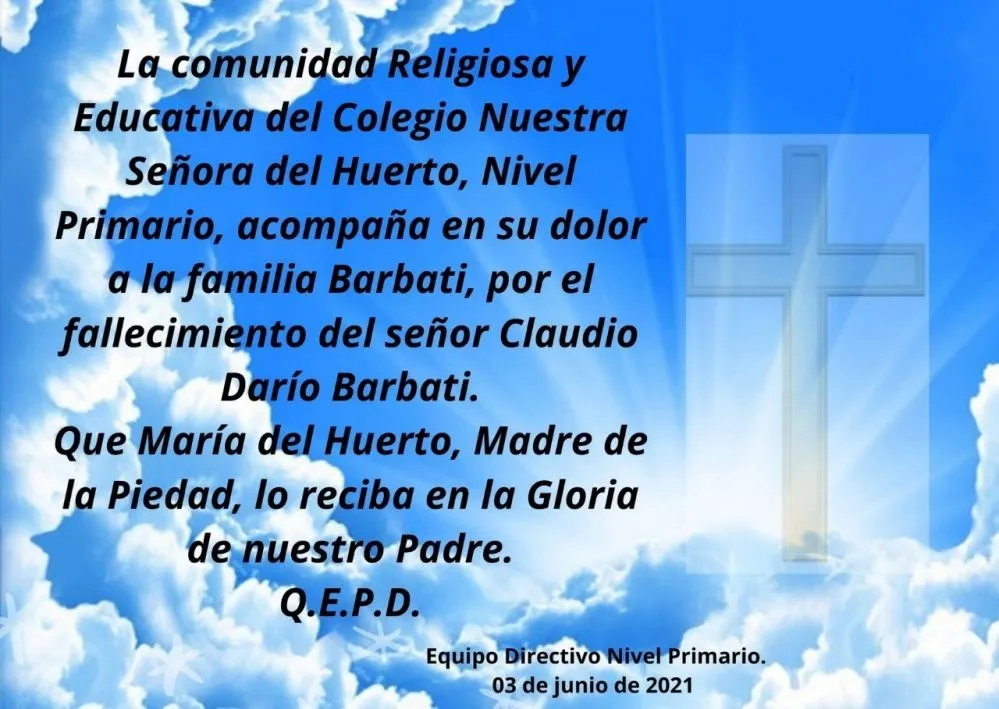 Fallecimiento del papá de un alumno de 2º grado