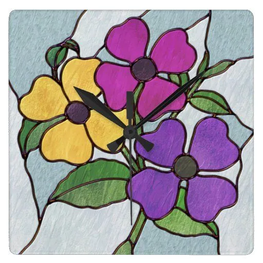 El falso vitral florece el reloj | Zazzle