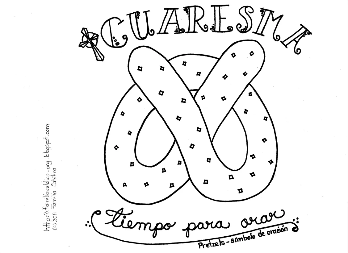 Familia Católica: Pretzel para Colorear: Símbolo de Oración Familia Católica: Pretzel para Colorear: Símbolo de Oración