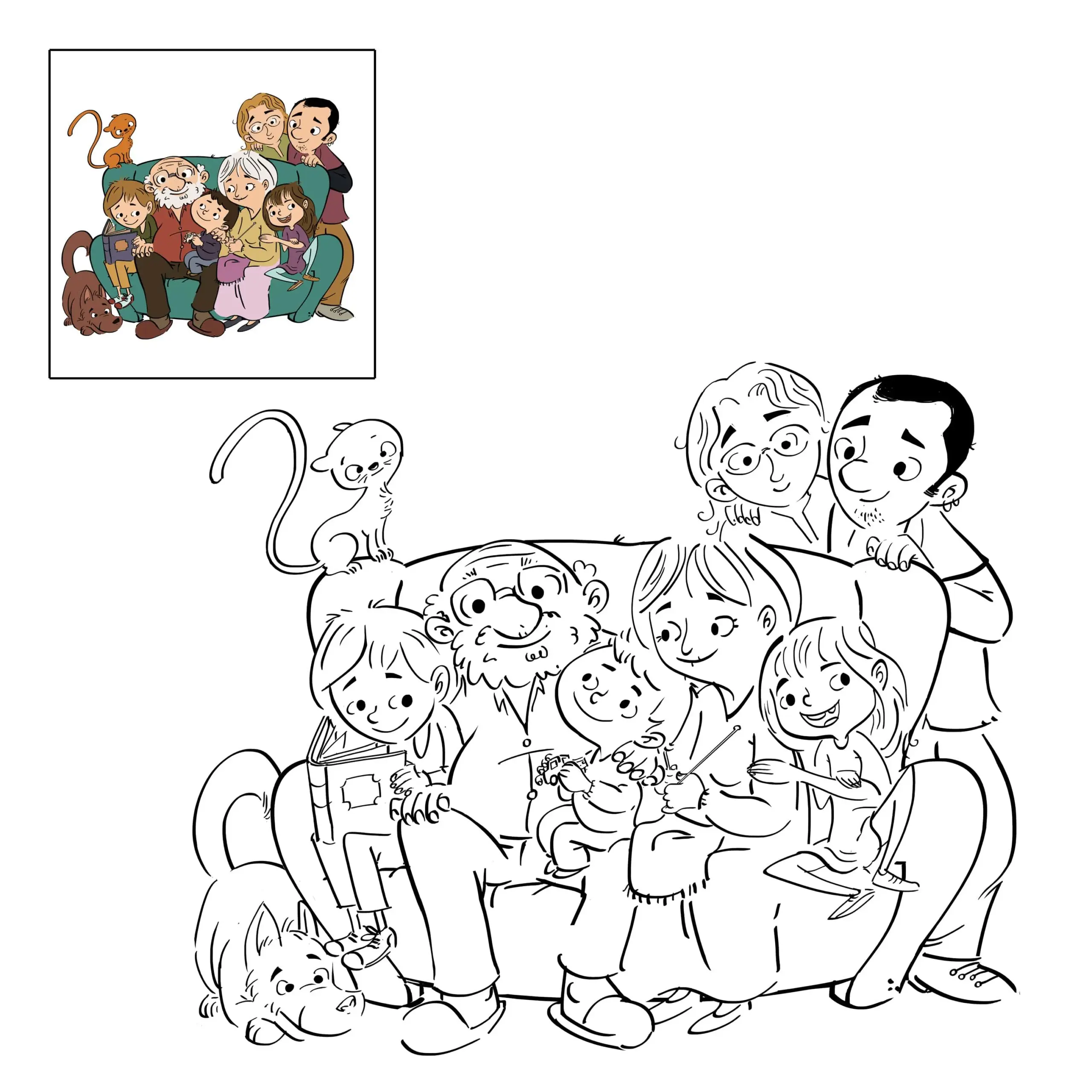 Familia · dibujo para colorear - Dibustock, dibujos e ilustraciones infantiles para cuentos Familia · dibujo para colorear - Dibustock, dibujos e ilustraciones infantiles para cuentos