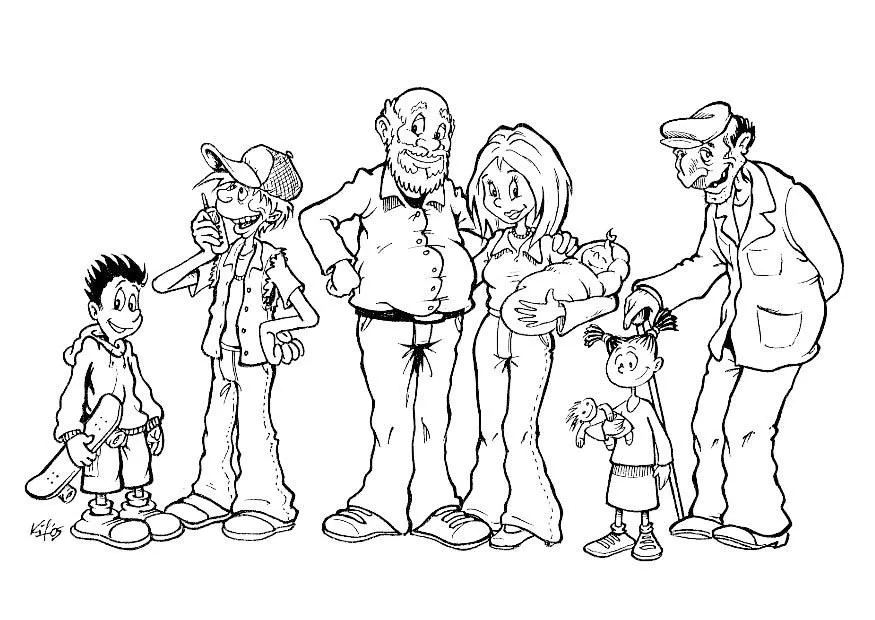 Familia Extensa para colorear | Dibujos para Colorear Infantil Familia Extensa para colorear | Dibujos para Colorear Infantil