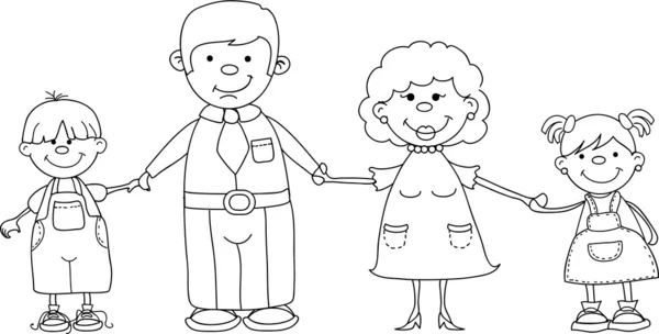 Familia feliz cogidos de la mano de dibujo a mano aislada sobre ... Familia feliz cogidos de la mano de dibujo a mano aislada sobre ...