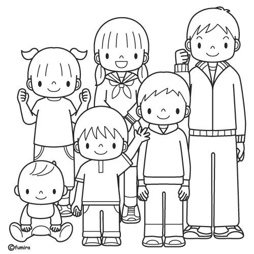 Familia feliz para colorear de 4 - Imagui
