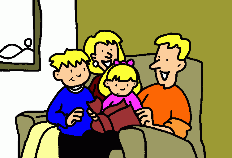 familia leyendo para colorear, familia leyendo para imprimir