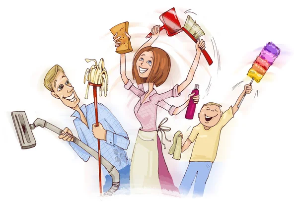 Familia haciendo limpieza de primavera — Foto stock © izakowski ... Familia haciendo limpieza de primavera — Foto stock © izakowski ...
