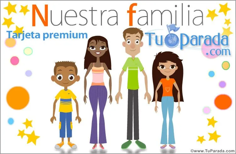 Familia con padres e hijos. Saludo original, ver tarjetas postales ...