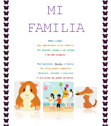 5to Grado - VDS - 2015: Hicimos una poesía a nuestra familia...