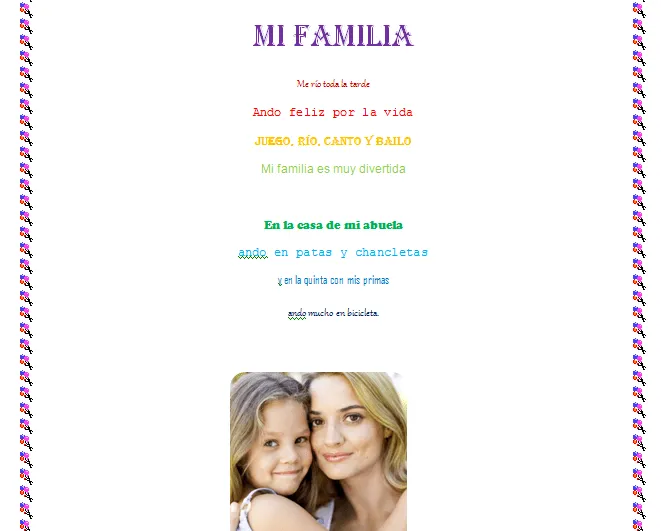 5to Grado - VDS - 2015: Hicimos una poesía a nuestra familia...