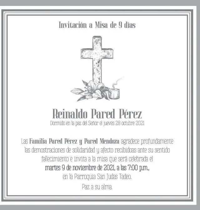 Familiares de Reinaldo Pared Pérez agradecen solidaridad e invitan a misa de nueve días - SantoDomingoAldia Familiares de Reinaldo Pared Pérez agradecen solidaridad e invitan a misa de nueve días - SantoDomingoAldia