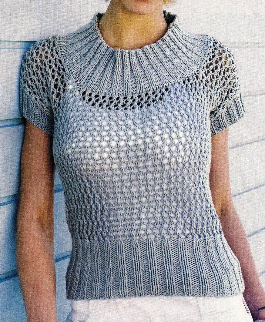 fanatica del tejido: Blusa gris tejida en punto red fanatica del tejido: Blusa gris tejida en punto red