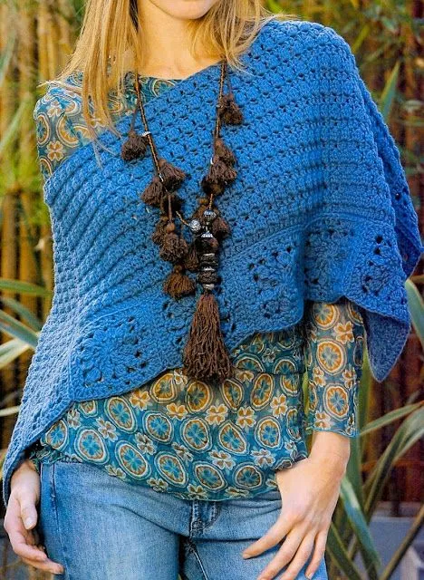 Poncho tejido dos agujas patrones - Imagui