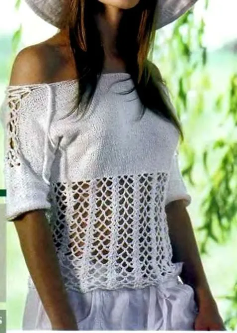 Patrones de Tejido Gratis - Remera escote bote en tricot y crochet Patrones de Tejido Gratis - Remera escote bote en tricot y crochet