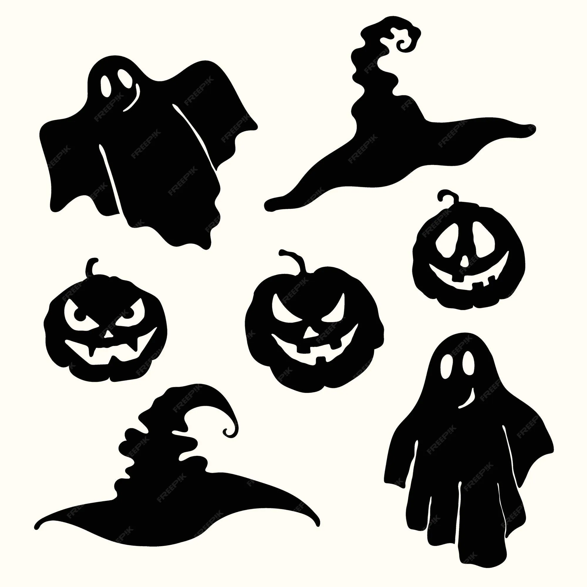 Fantasma de silueta negra, linterna de calabaza de cara tallada y plantilla de sombrero de bruja. plantilla de corte por láser | Vector Premium Fantasma de silueta negra, linterna de calabaza de cara tallada y plantilla de sombrero de bruja. plantilla de corte por láser | Vector Premium