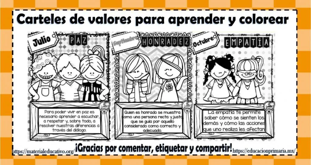 Fantásticos carteles de valores para aprender y colorear | Material Educativo Fantásticos carteles de valores para aprender y colorear | Material Educativo