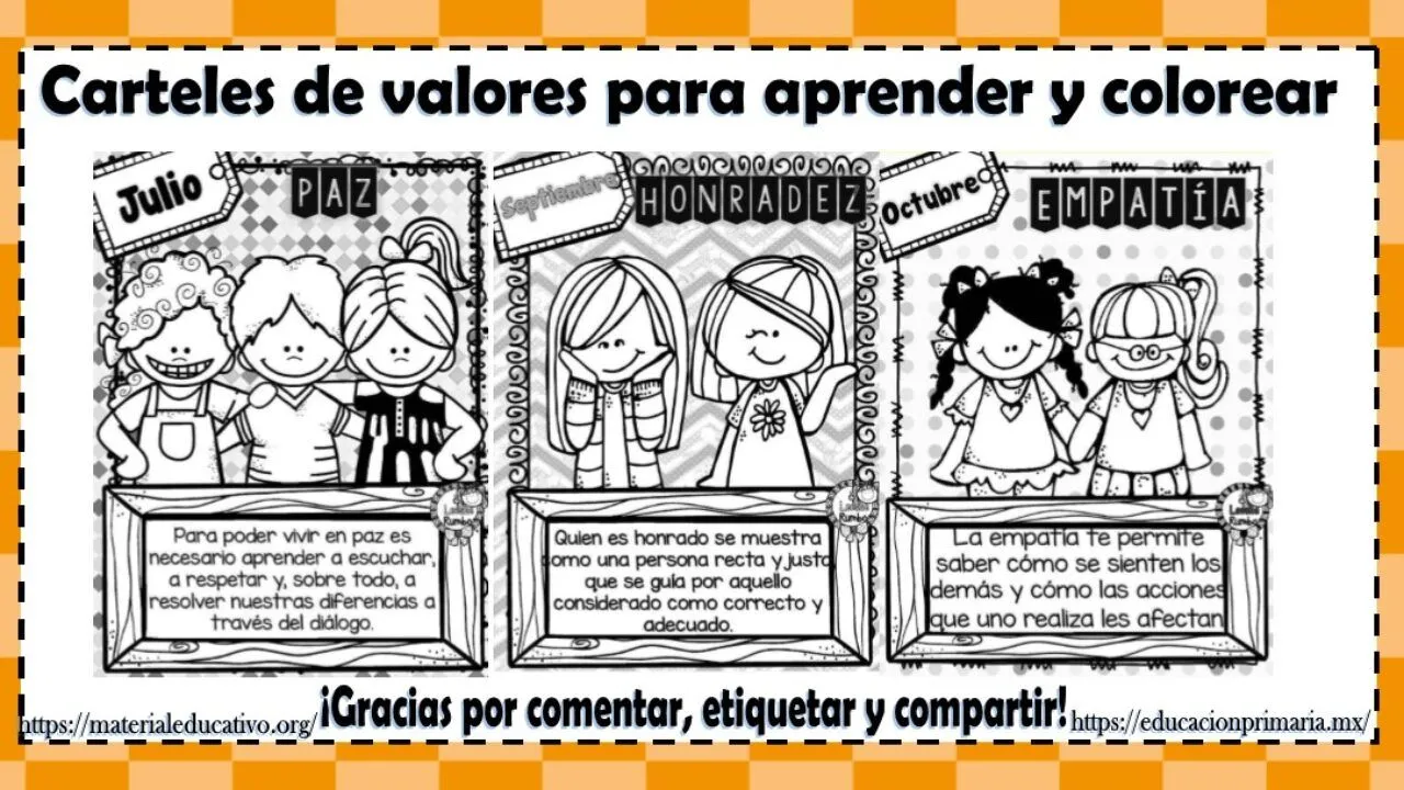 Fantásticos carteles de valores para aprender y colorear | Material Educativo Fantásticos carteles de valores para aprender y colorear | Material Educativo