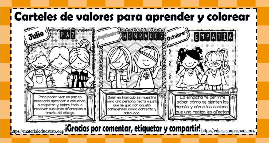 Fantásticos carteles de valores para aprender y colorear | Material Educativo Fantásticos carteles de valores para aprender y colorear | Material Educativo
