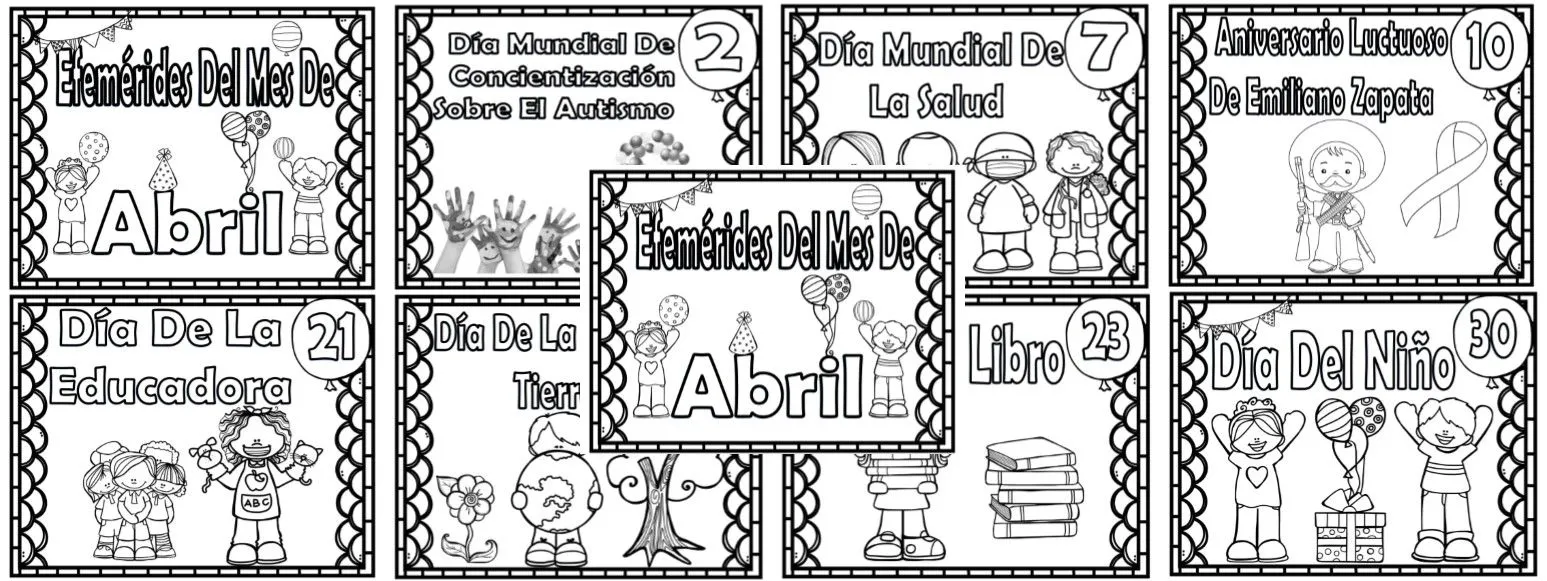 Fantásticos diseños de las efemérides del mes de abril en blanco y negro | Educación Primaria Fantásticos diseños de las efemérides del mes de abril en blanco y negro | Educación Primaria
