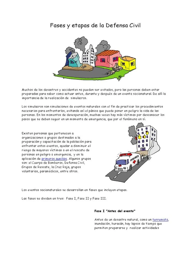 Fases y Etapas de La Defensa Civil | PDF | Defensa Civil | Desastre (General) Fases y Etapas de La Defensa Civil | PDF | Defensa Civil | Desastre (General)