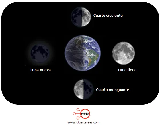 Fases lunares – Geografía - CiberTareas