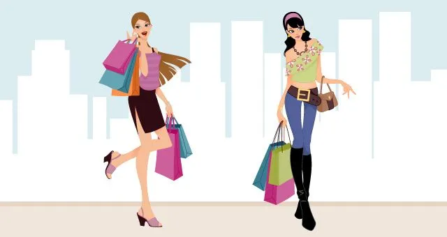 Fashion Shopping Girls Vector Art | Vector Illustrations | Pixeden