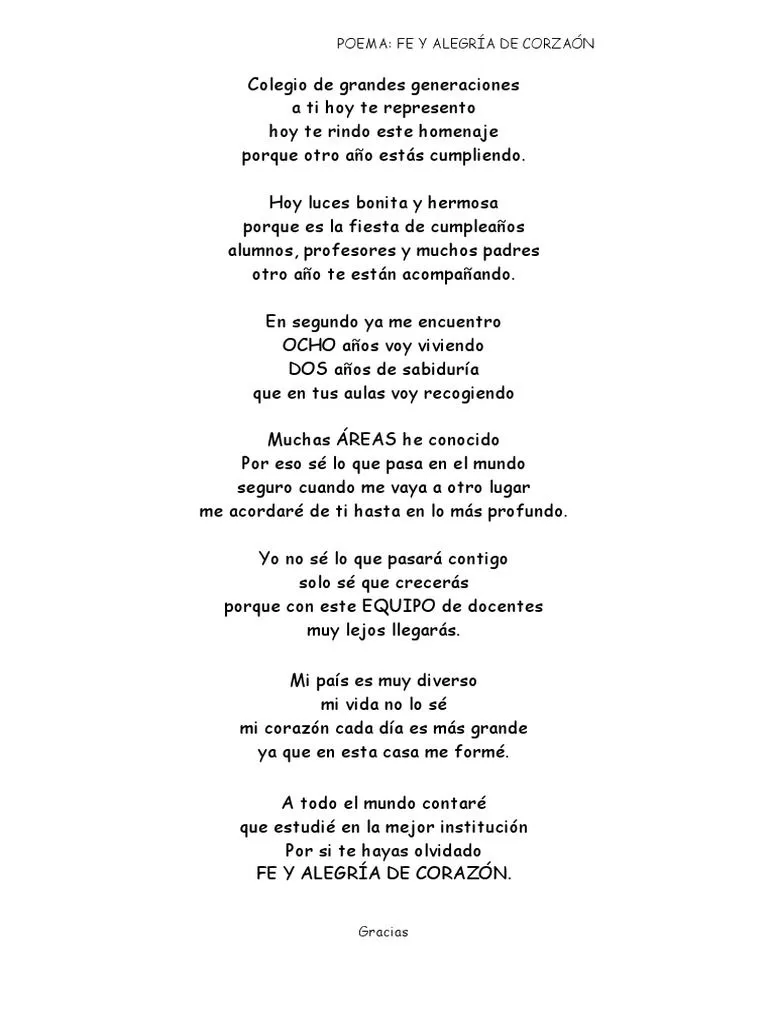 Fe y Alegria en Tu Aniversario | PDF