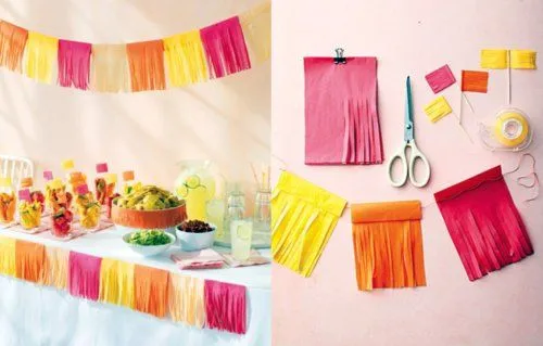 Decoración de fiesta con papel crespon - Imagui