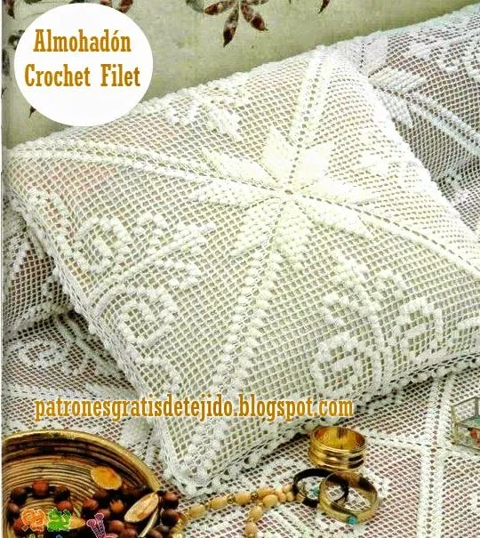 Diagrama crochet de almohadón en técnica filet | Crochet y Dos agujas Diagrama crochet de almohadón en técnica filet | Crochet y Dos agujas