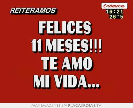 Felices 11 meses!!! te amo mi vida... - Placas Rojas TV