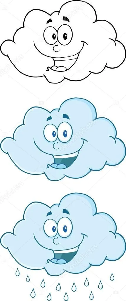 Felices nubes lloviendo personajes de dibujos animados — Foto ... Felices nubes lloviendo personajes de dibujos animados — Foto ...