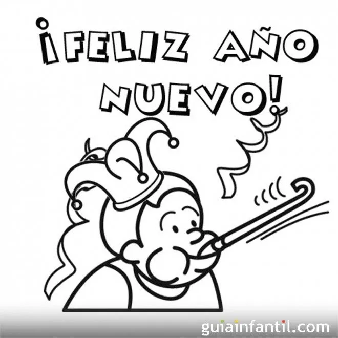 Felicitación con dibujos para colorear de año nuevo ... Felicitación con dibujos para colorear de año nuevo ...