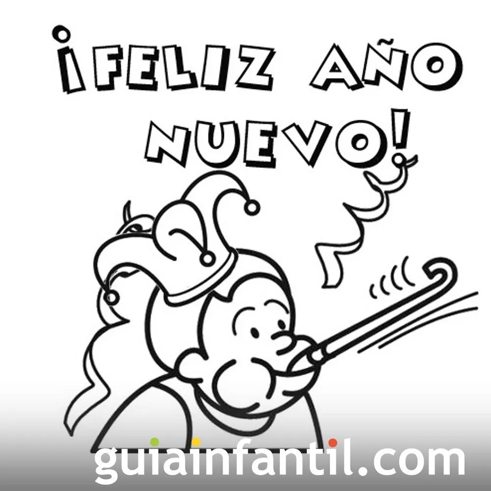 Felicitación con dibujos para colorear de año nuevo Felicitación con dibujos para colorear de año nuevo