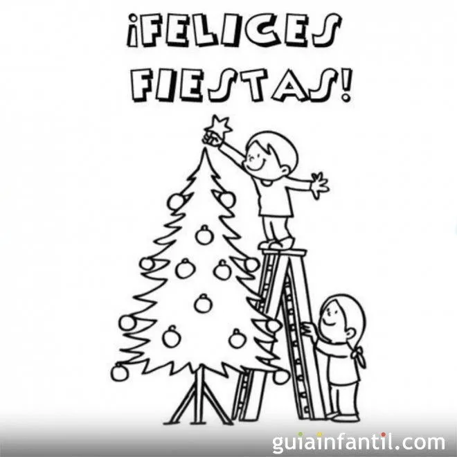Felicitación navideña para colorear - Postales de Navidad para ...