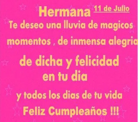 Felicitaciones de cumpleaños para una hermana ~ Frases de cumpleaños