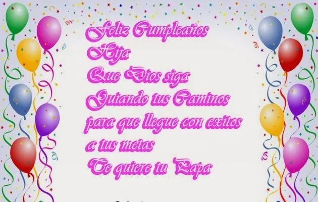 Felicitaciones de cumpleaños para una hija ~ Frases de cumpleaños