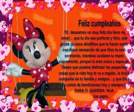 Felicitaciones de cumpleaños para una hija ~ Frases de cumpleaños