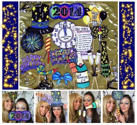 Feliz año nuevo Photo Booth apoyos perfecto para por thepartyevent Feliz año nuevo Photo Booth apoyos perfecto para por thepartyevent