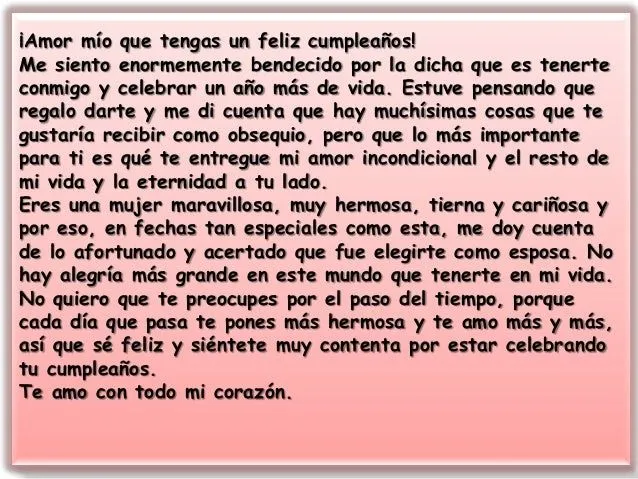 Feliz cumpleaños amor mio carta - Imagui