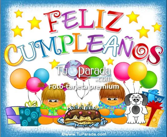 Feliz cumpleaños con festejo, globos y gordis, Cumpleaños, tarjetas