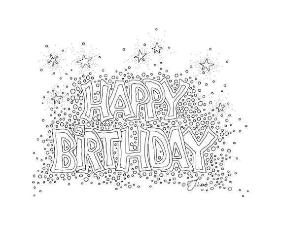 Feliz cumpleaños gráfico de blanco y negro Art por PJLambGraphics Feliz cumpleaños gráfico de blanco y negro Art por PJLambGraphics