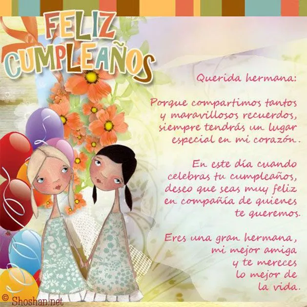 Feliz Cumpleaños Hermana - ツ Tarjetas y Postales para Desear un ...