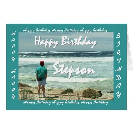 Feliz cumpleaños del HIJASTRO - hombre y olas oceá Tarjeta | Zazzle